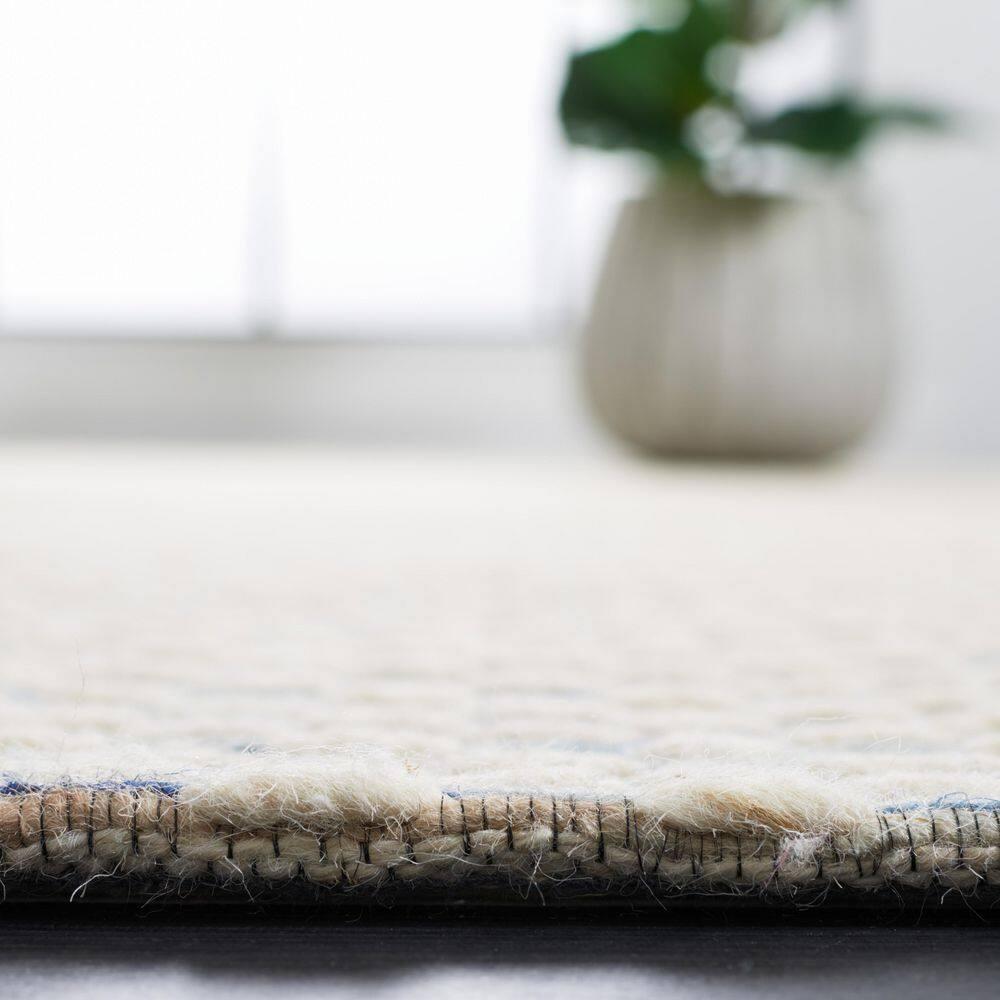 Marbella MRB158 Hand Woven Indoor Area Rug - White/Navy - 9'x12' - Safavieh