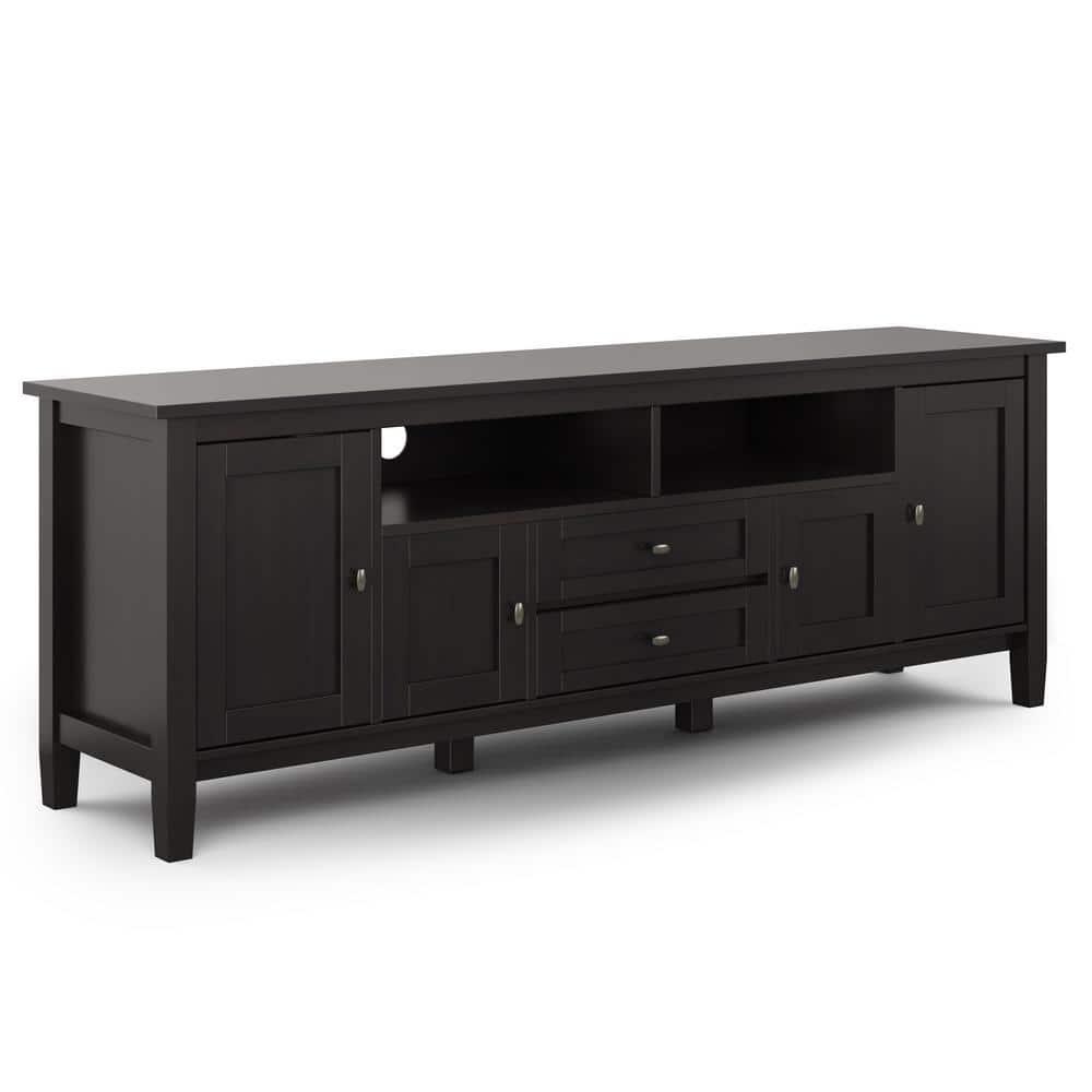 Simpli Home Warm Shaker 72"W Solid Wood TV Stand for TVs up to 80" with 4 Storage Cabinets and 2 Drawers