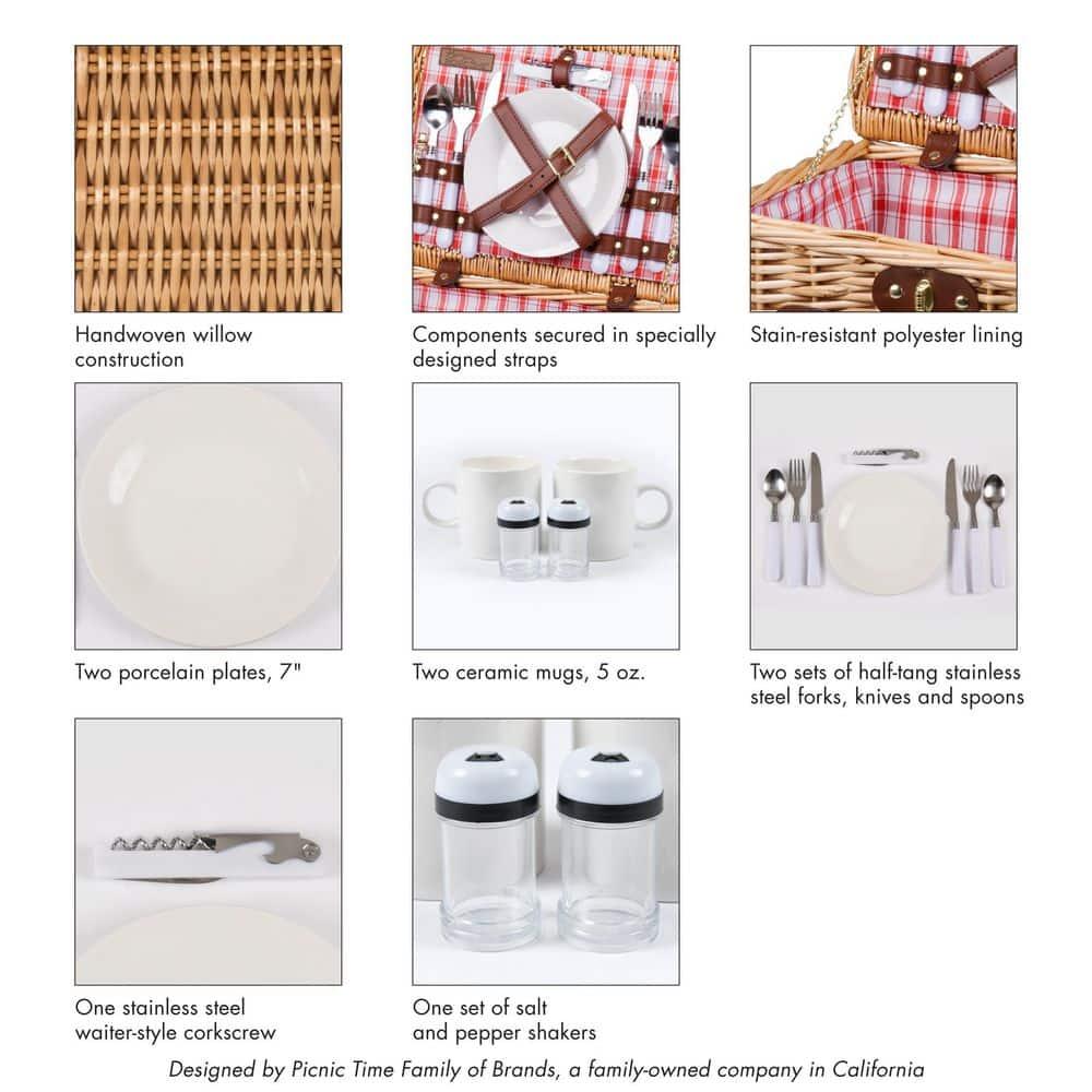 Picnic Time Catalina Wicker Picnic Basket with Picnic