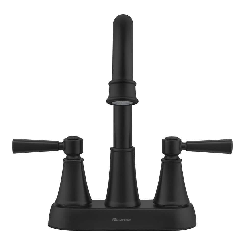 Melina 4 in. Centerset Double Handle High-Arc Bathroom Faucet in Matte Black
