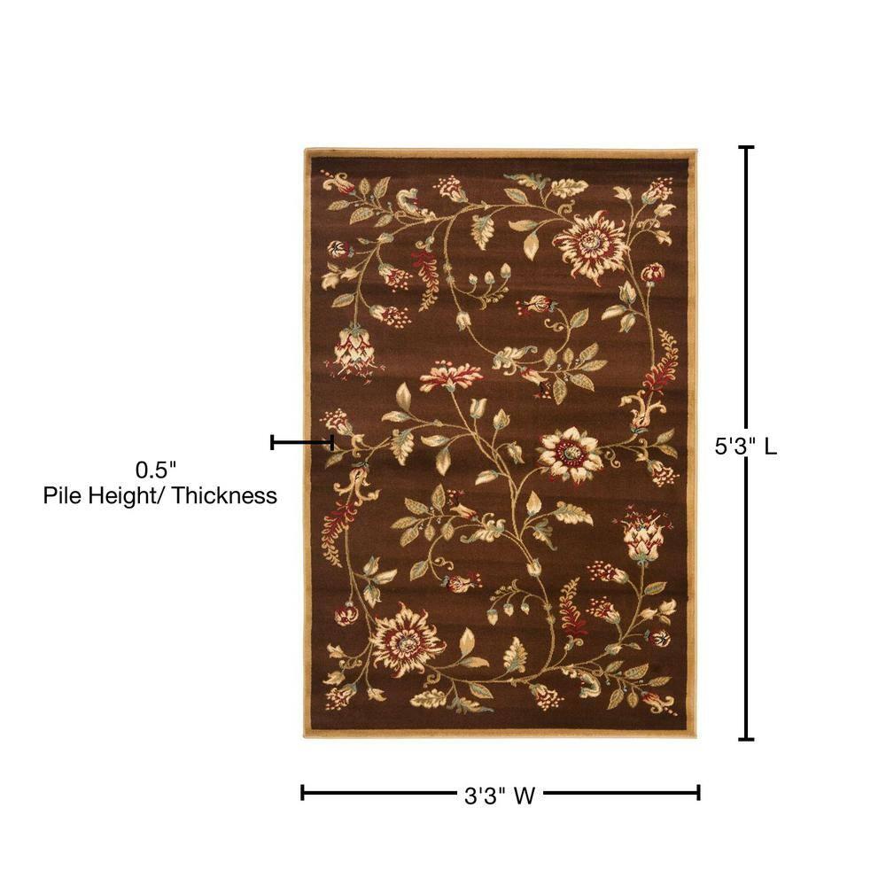 Lyndhurst LNH552 Power Loomed Accent Rug - Brown/Multi - 3'3"x5'3" - Safavieh