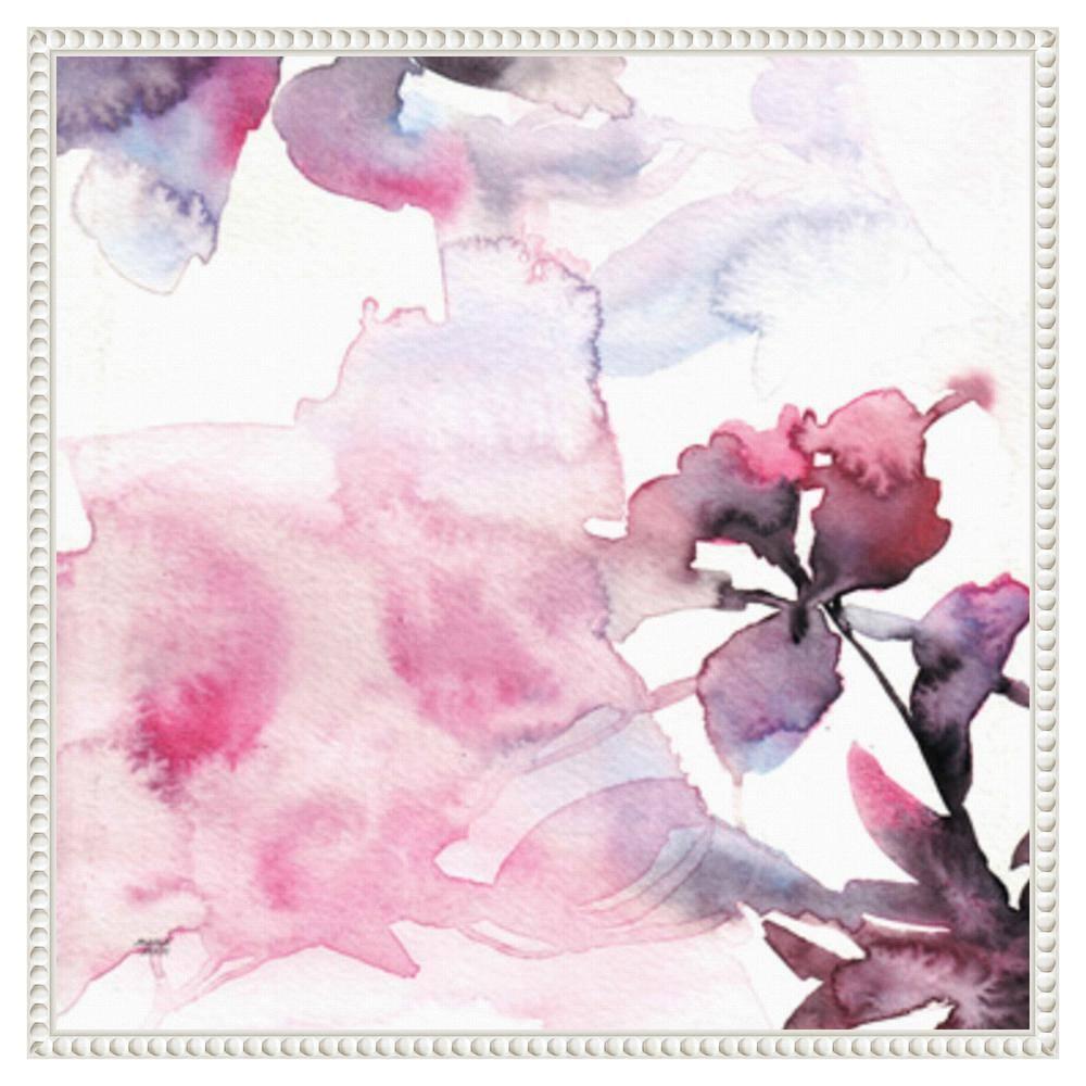 Amanti Art 22"x22" Watercolor Floral Pink Purple Trio II by Andrea Bijou Framed Canvas Wall Art Print