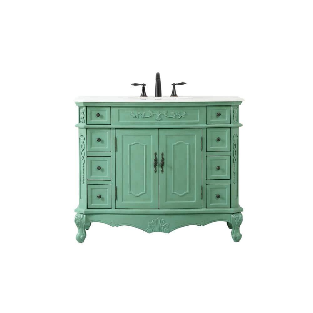 Elegant Decor Danville 42" Solid Wood Single Bathroom Vanity in Vintage Mint