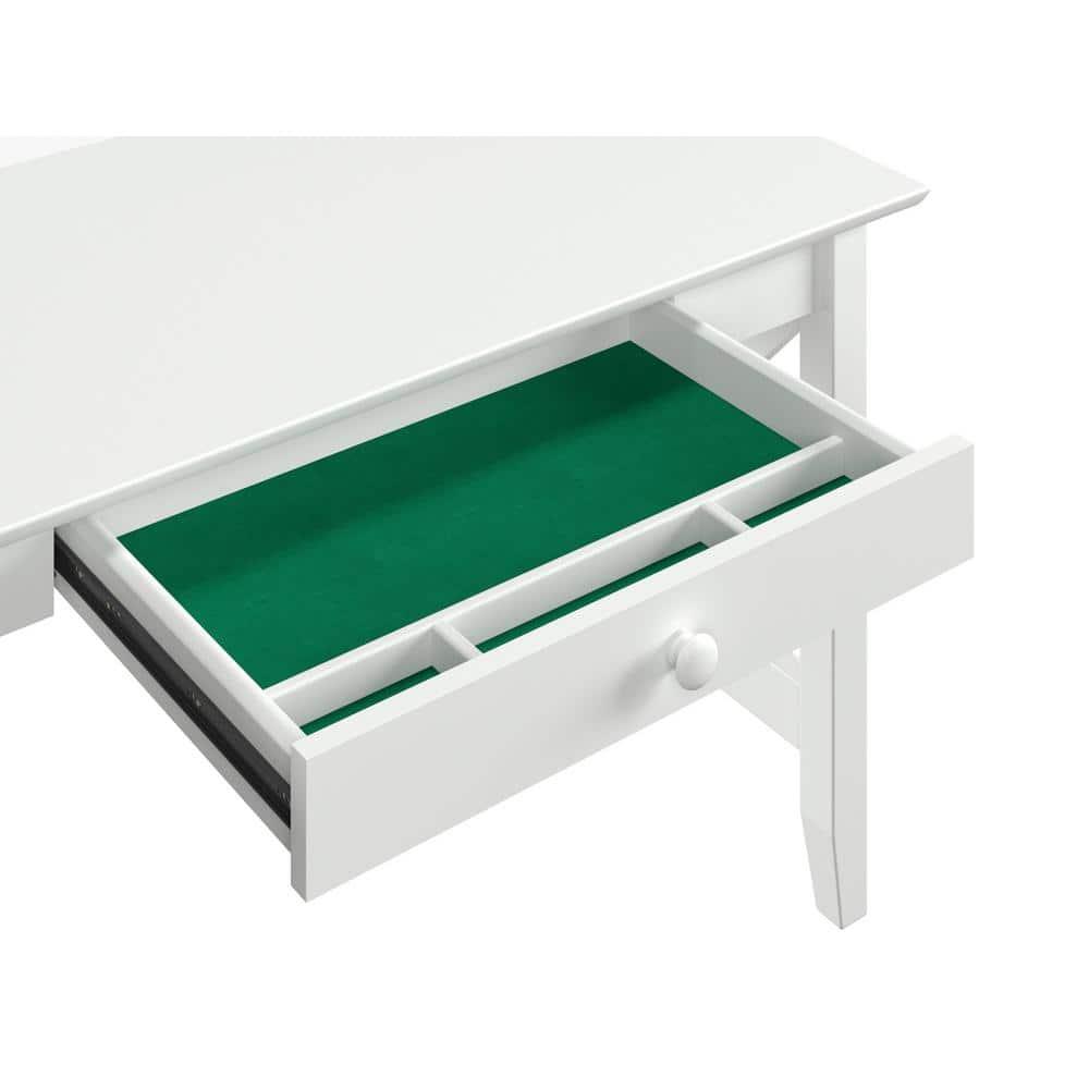 Lexi Desk with Drawer and Charging Station in White