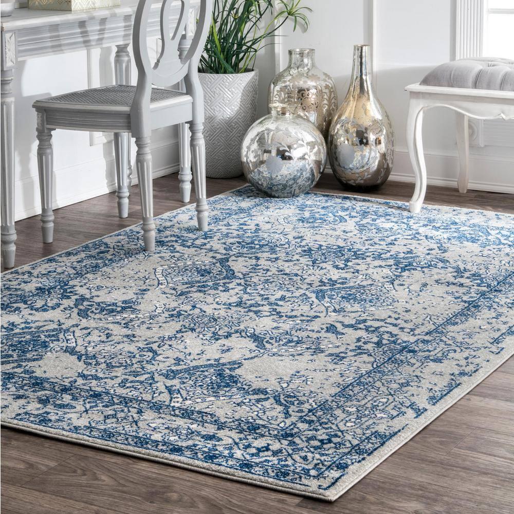 Nuloom Odell Oriental/Persian 6 Square Indoor Area Rug for Living Room Bedroom Dining Room Kitchen, Blue/Ivory