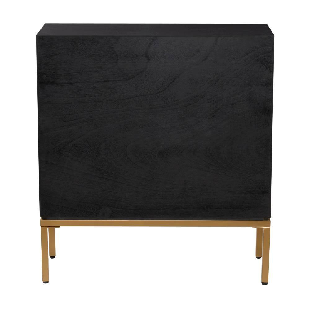Mercury Row® Wood Relief Ripple Design 1 Shelf and 2 Door Room Cabinet with Crescent Moon Handles