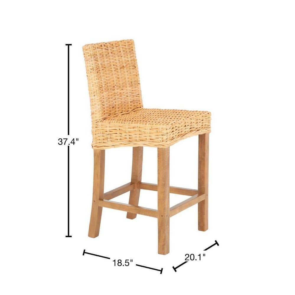 Tobie Rattan Counter Stool - BST6501 - Natural/Golden Brown - Safavieh