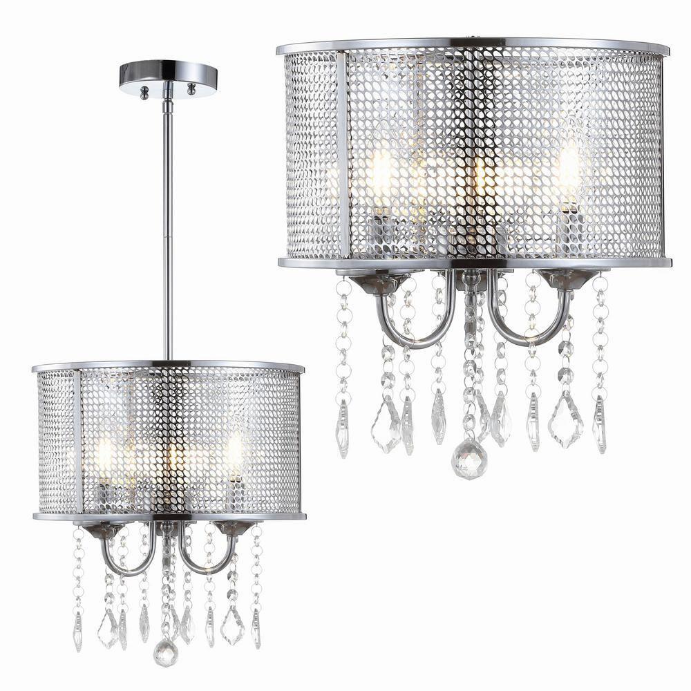Avah 13" Chrome Polished Crystal Globe LED Pendant