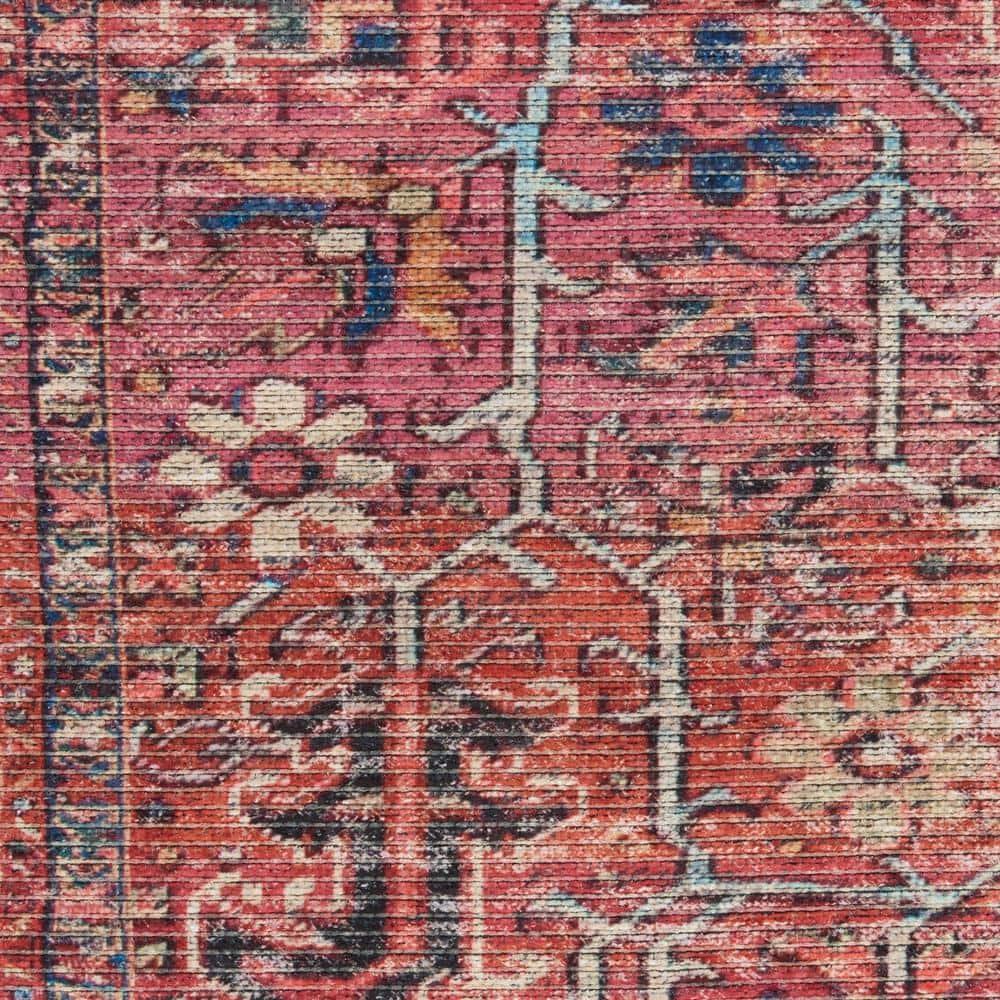 Bungalow Rose Machine Washable Oriental Red Area Rug
