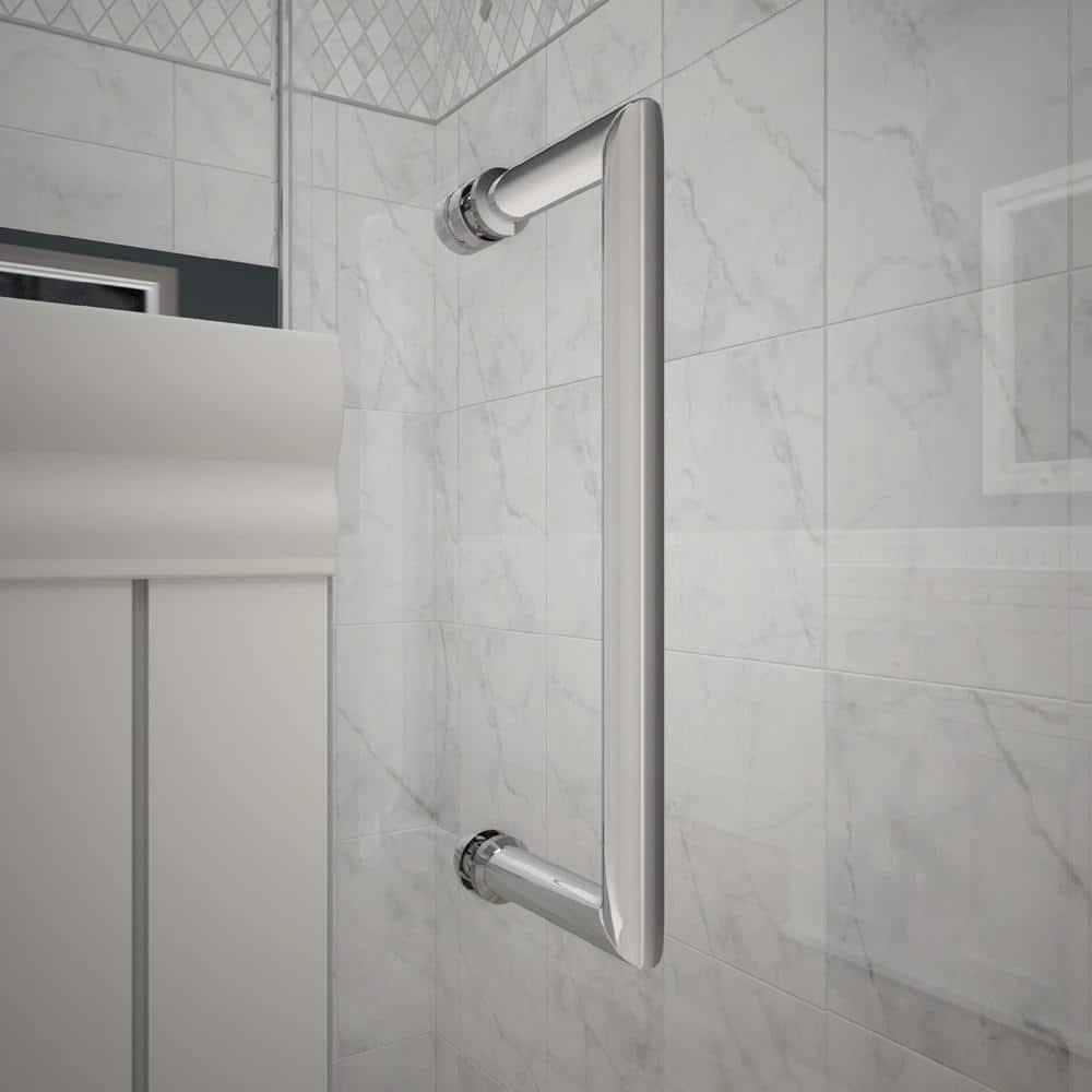 DreamLine Unidoor Plus 58-58 1/2 in. W x 72 in. H Frameless Hinged Shower Door with 34 in. Half Panel in Chrome, SHDR-24283034-01