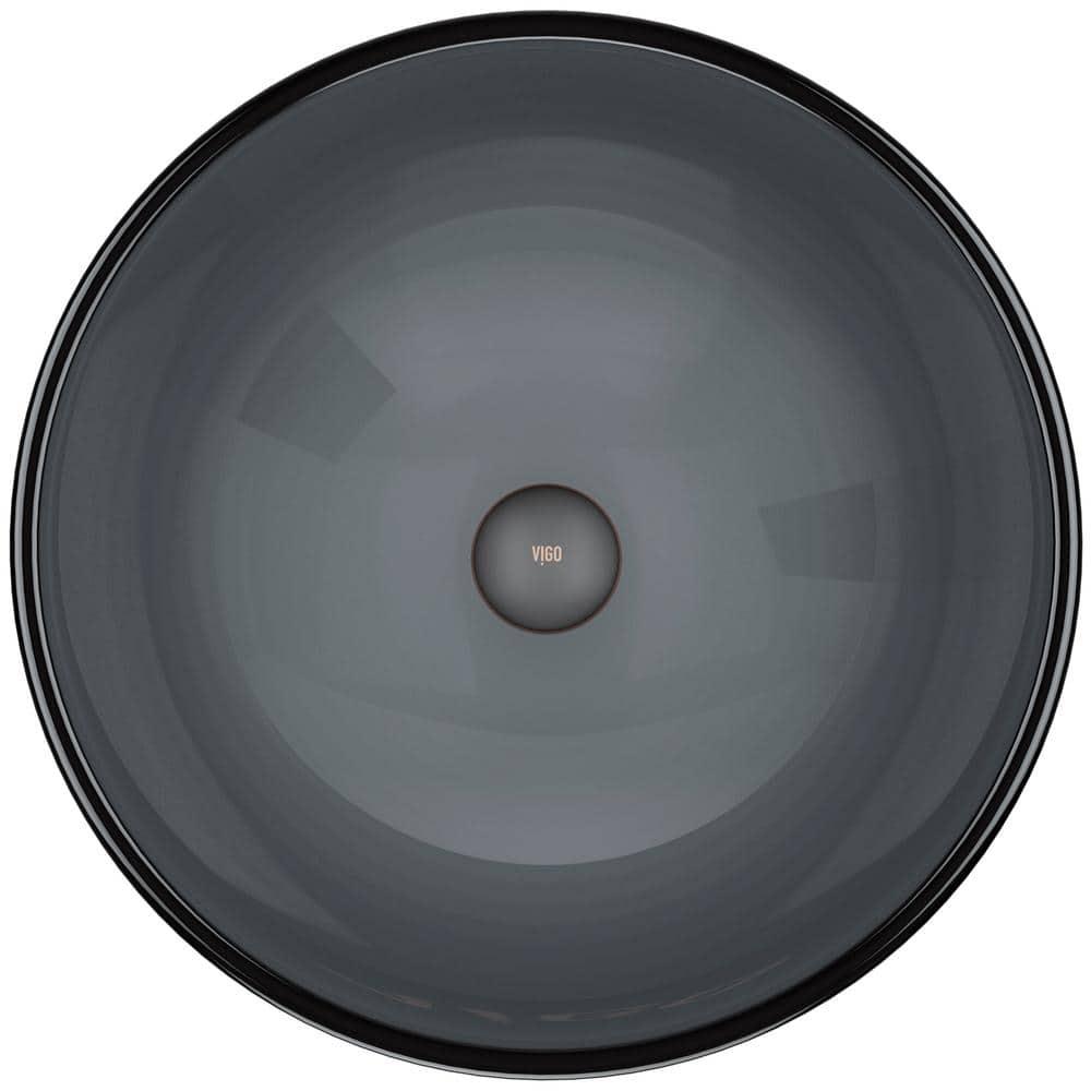 Giovanni Glass 17" L 17" W 6" H Round Vessel Bathroom Sink