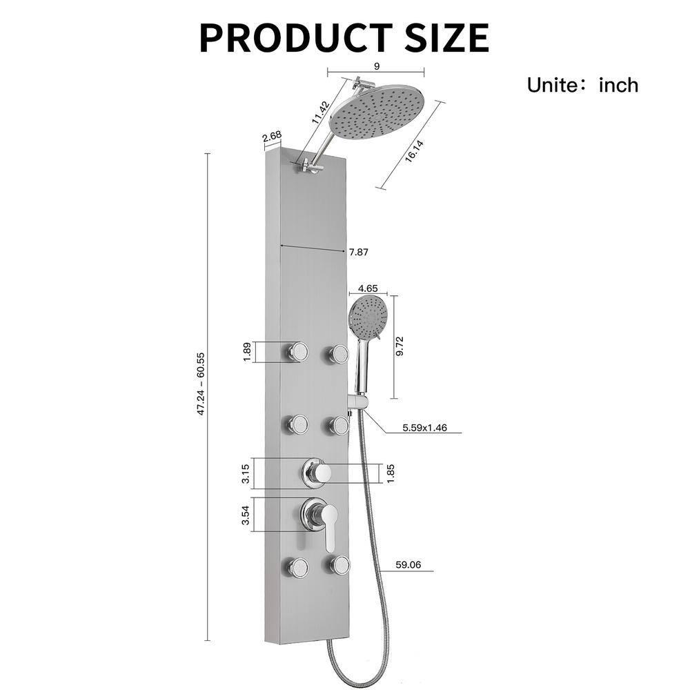 60.55'' Shower Panel with Adjustable Shower Head