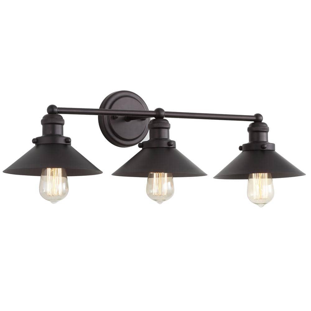 July 26.5" 3-light Metal Vanity Light, Oil Rubbed Bronze
