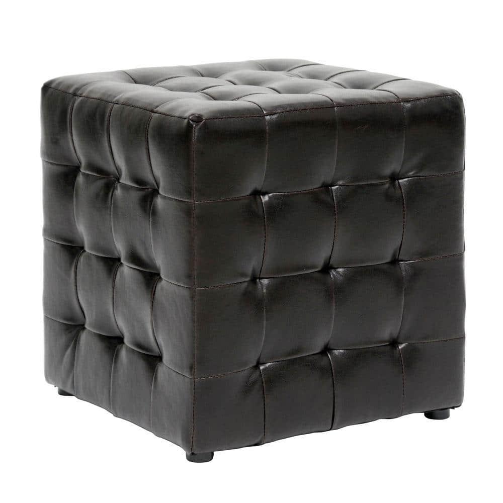 Set of 2 Siskal Modern Cube Ottoman Dark Brown - Baxton Studio
