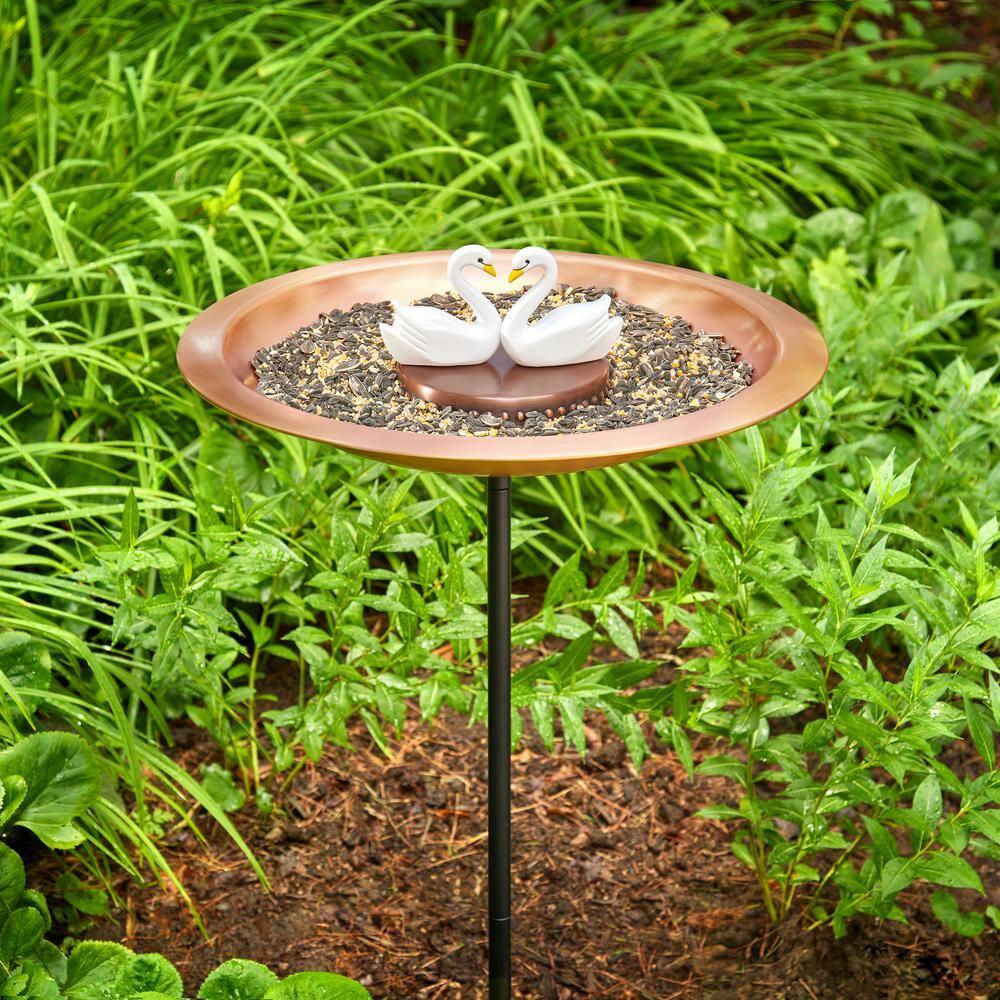 Good Directions 18" Copper Bird Bath with Swans