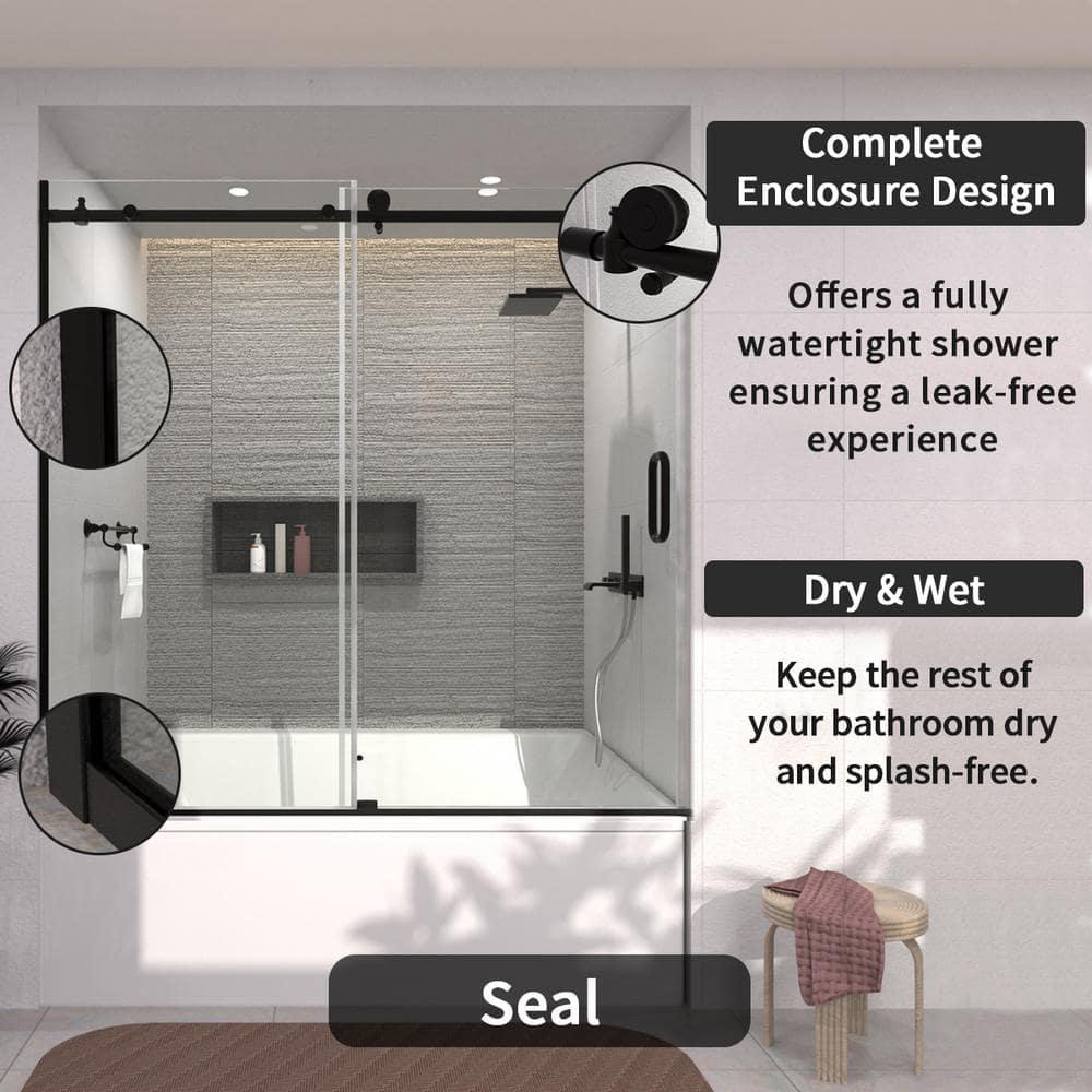 60'' - W x 60'' H Door Semi-Frameless Tub Door with