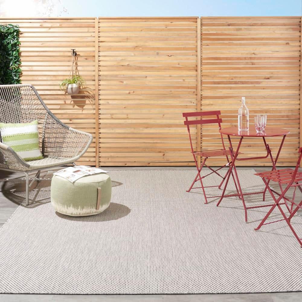 Nourison Courtyard 9' x 12' Ivory Charcoal All-over design Indoor/Outdoor Rug