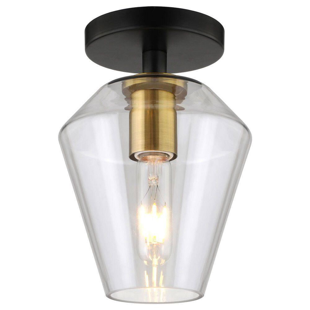 Hudson and Canal 7" Wide Semi Flush Mount: UL Listed, Retro-Inspired, Metal/Glass Fixture