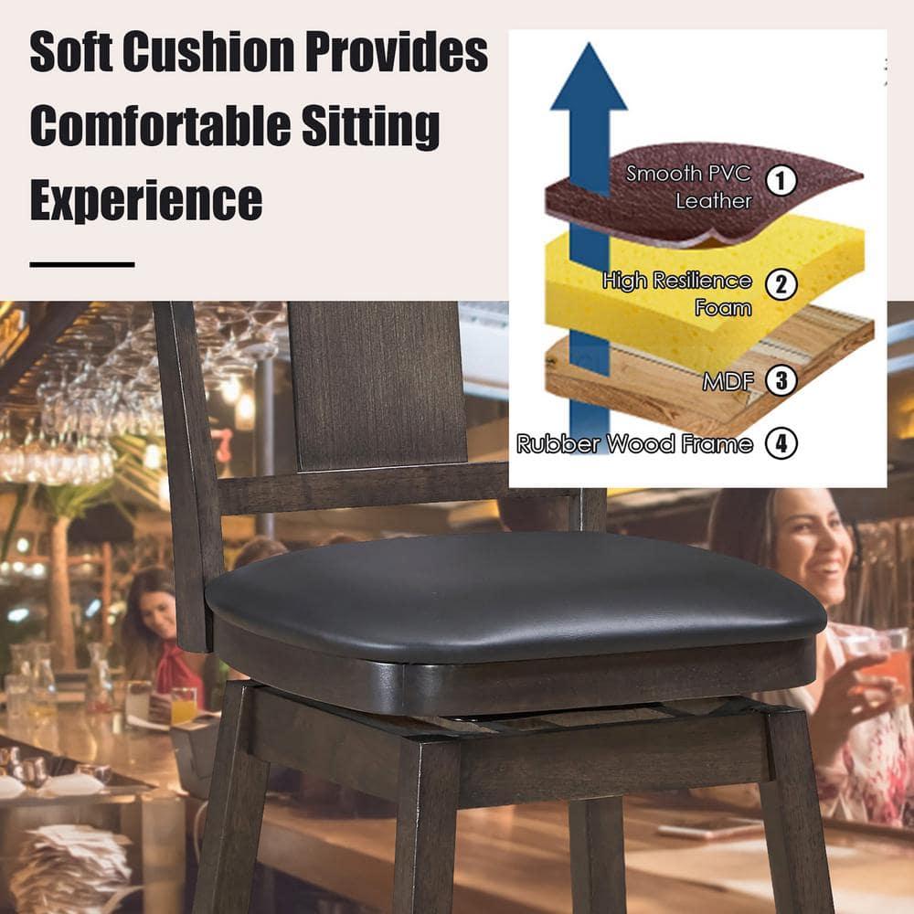 1PC\2PCS\3PCS\4PCS Swivel Bar Stool 24 inch Upholstered Counter Height Bar Chair W/Rubber Wood Legs