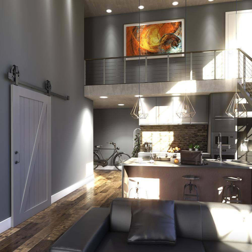 36 in. x 84 in. Z-Shape Solid Core Grey Finished Interior Barn Door Slab