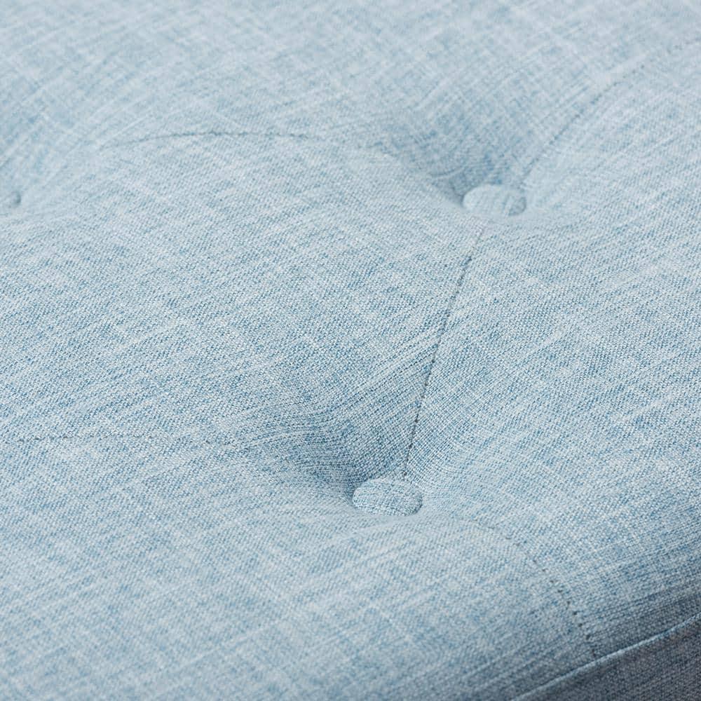 Hannah Modern and Contemporary Fabric Upholstered Button - Tufting Storage Ottoman Bench - Light Blue - Baxton Studio