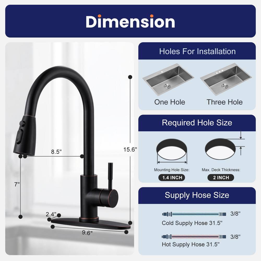 ARCORA ARCORA Stainless Steel  Single Handle Pull-Down Sprayer Kitchen Faucet Set with Touchless Sensor AR7100301RB-DC