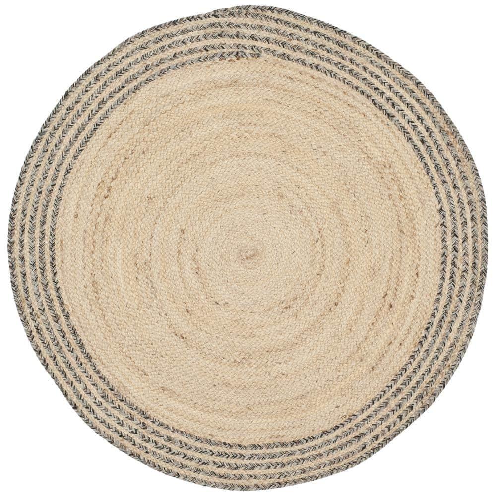 Cape Cod CAP204 Hand Woven Accent Rug - Ivory/Steel Grey - 3' Round - Safavieh.