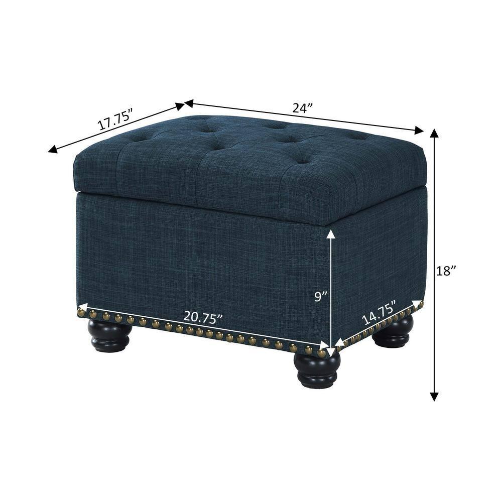 Convenience Concepts Designs4Comfort 5th Avenue Storage Ottoman, Dark Blue Fabric