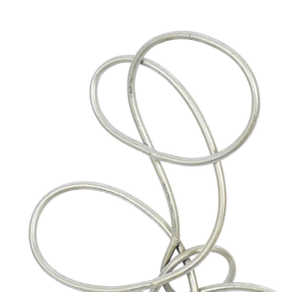 10" x 22" Silver Metal Swirl Abstract Sculpture, by DecMode