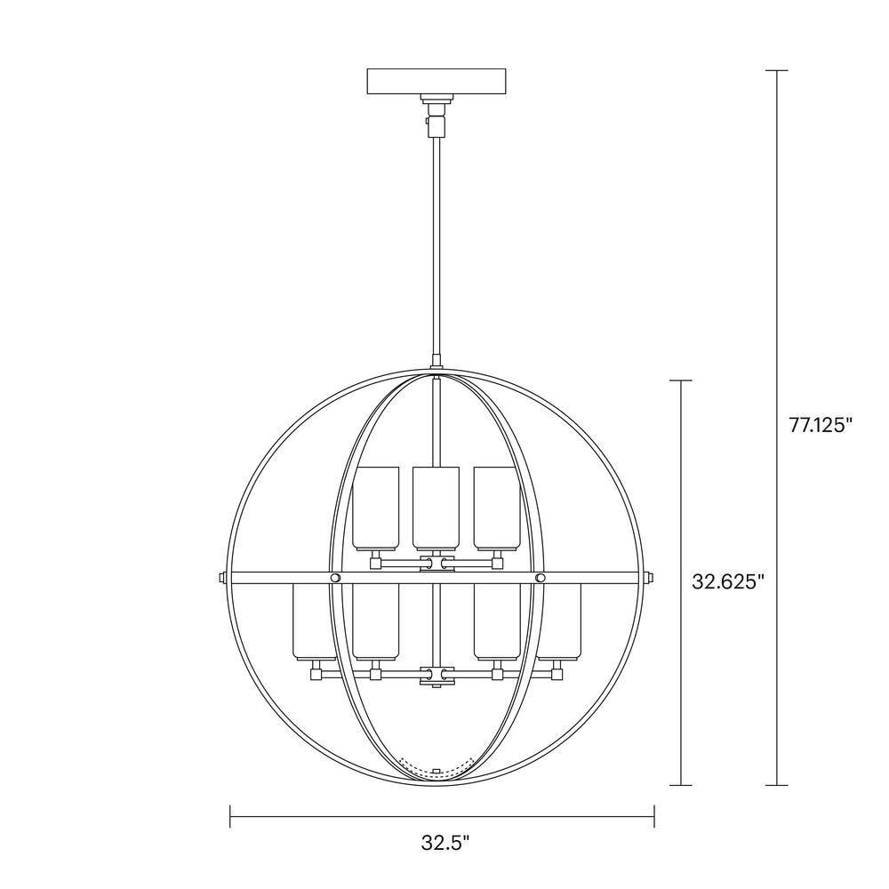 Alturas 9-Light Satin Brass Modern Hanging Globe Chandelier with Clear Seeded Glass Shades