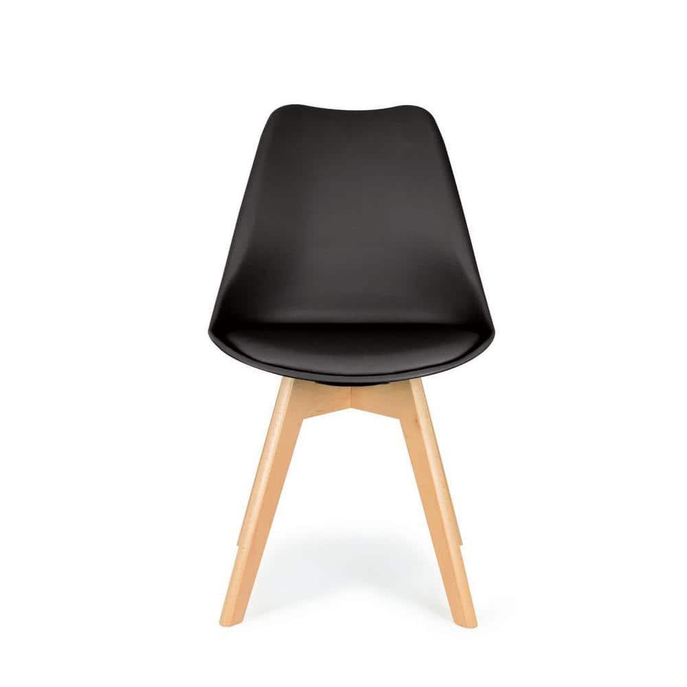 Best Master Mirage Modern Solid Wood Dining Side Chair in Black (Set of 2)