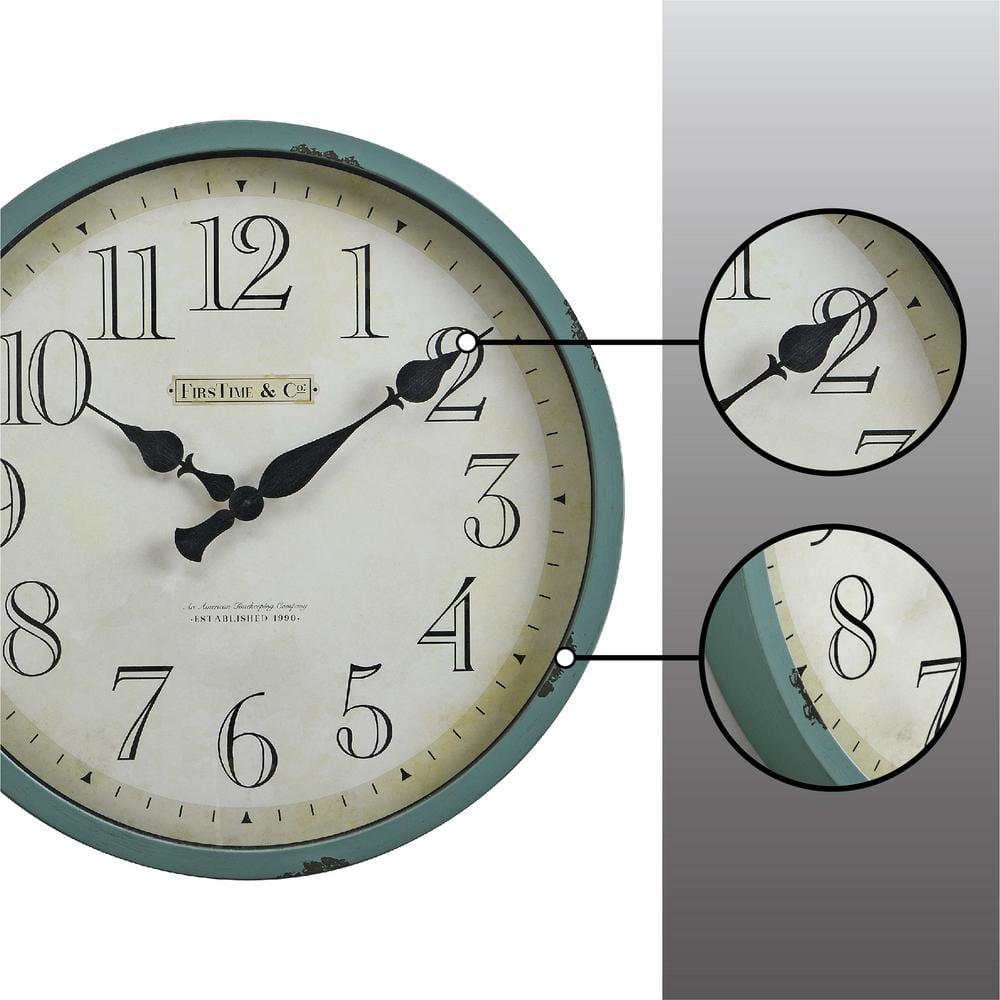 FirsTime & Co. Teal Bellamy Wall Clock, Farmhouse, Analog, 24 x 2 x 24 in