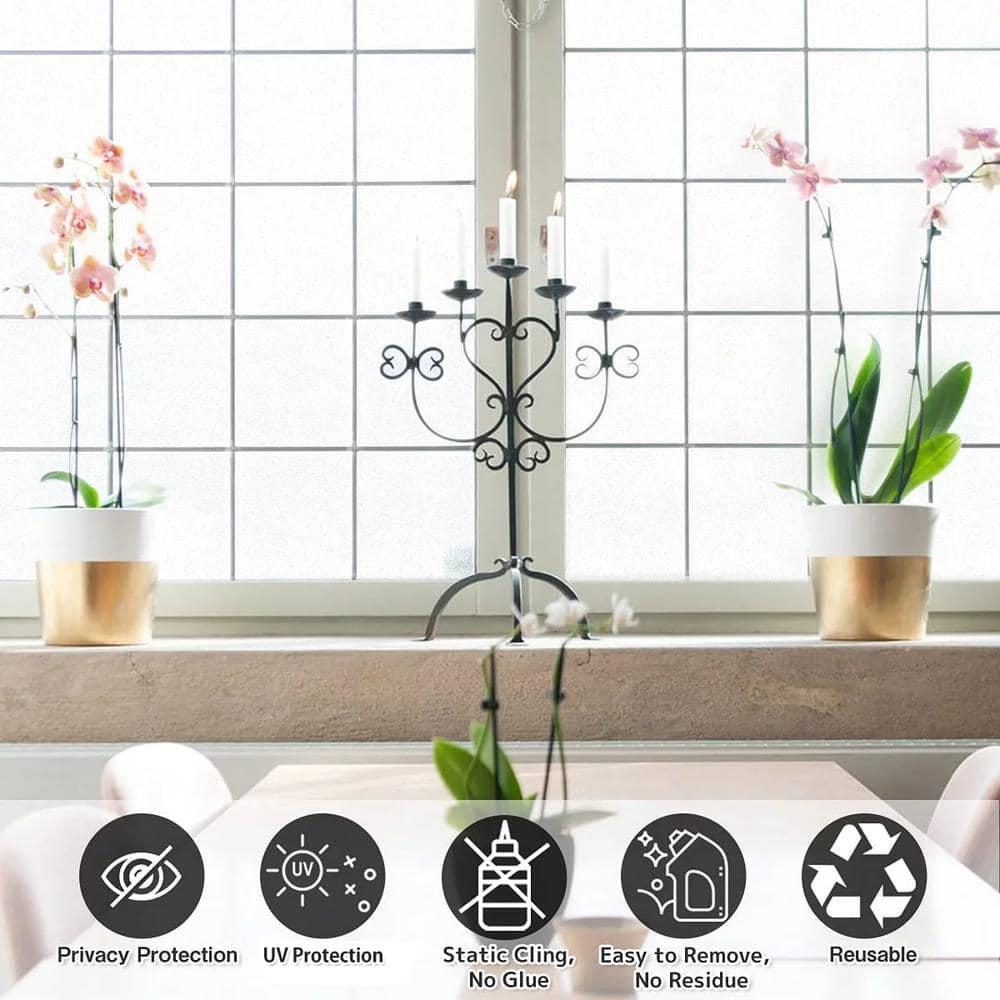 HIDBEA Frosted Window Privacy Film - Non Adhesive Static Cling Glass Stickers Sun UV Blocking Heat Control Door Covering Decals for Home Office, 35.4 x 78.7 Inch