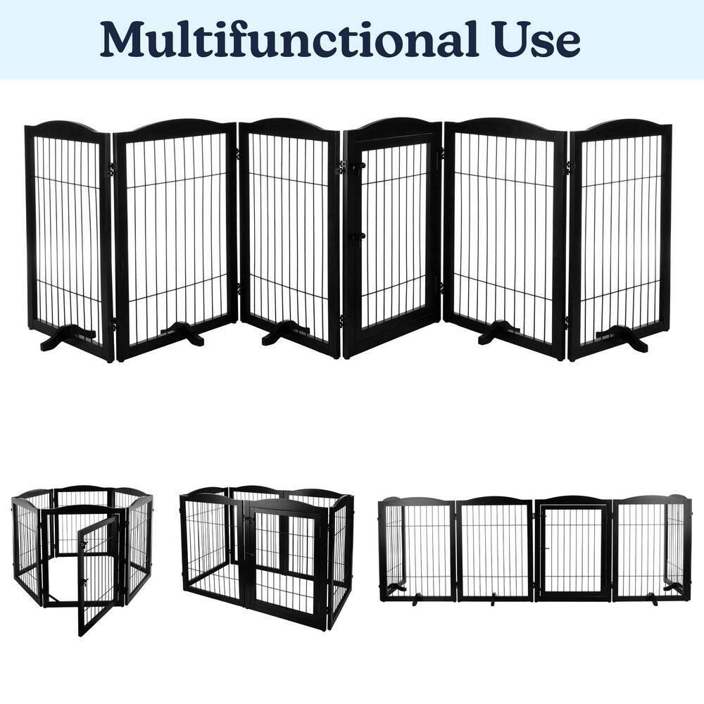 PETMAKER Pet Gate - 6-Panel Indoor Folding Dog Fence for Stairs or Doorways - 132.5x31.5-Inch Freestanding Play Pen with Support Feet