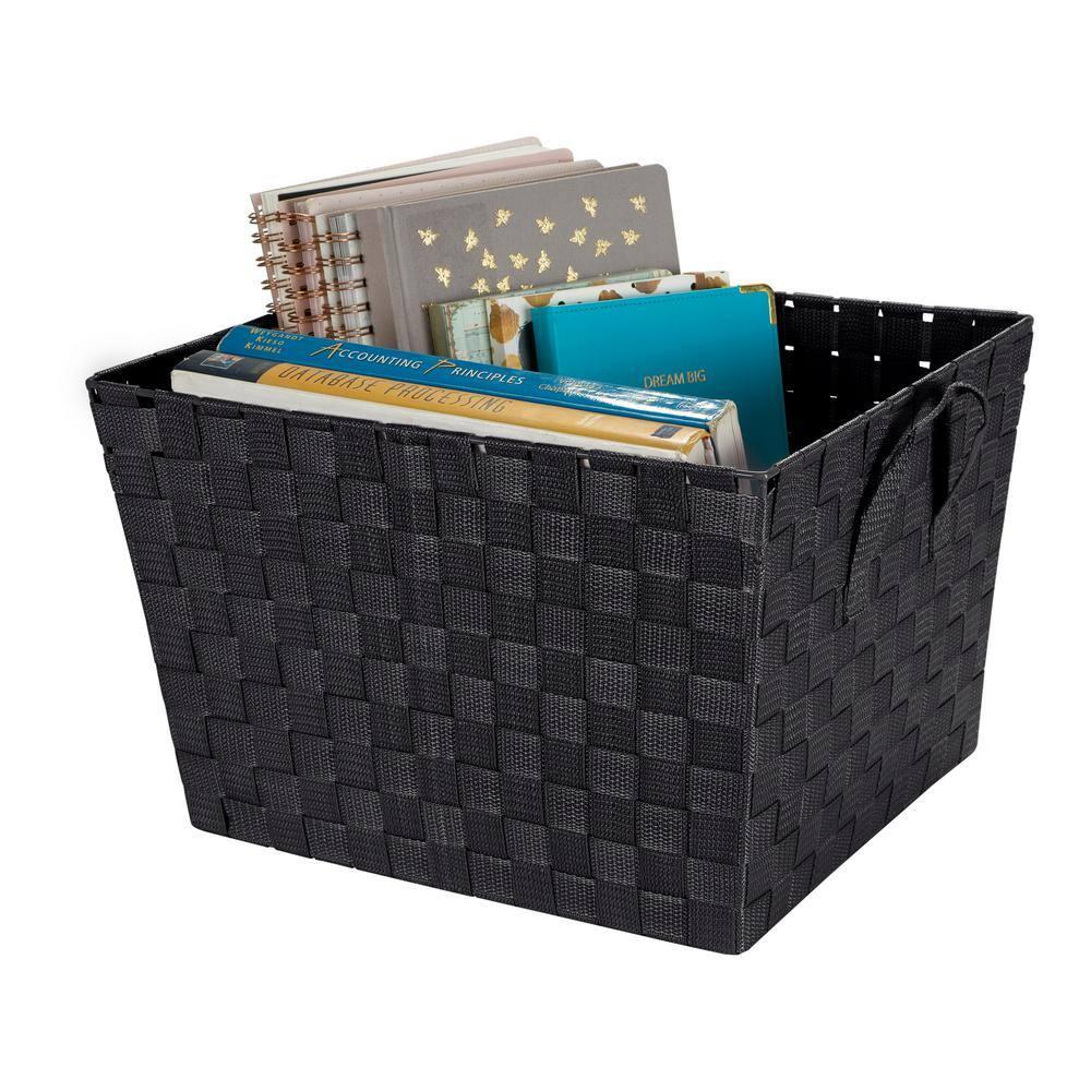 Simplify Large Woven Fabric Storage Basket in Black