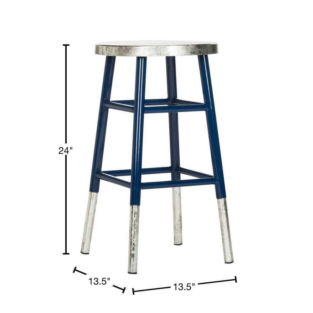 Kenzie Silver Dipped Counter Stool - FOX3211 - Navy/Silver - Safavieh Couture