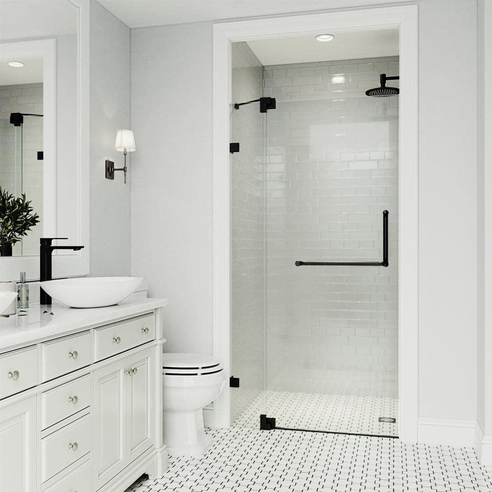 Pirouette 30-36" W x 72" H Pivot Frameless Shower Door with 3/8" Clear Glass