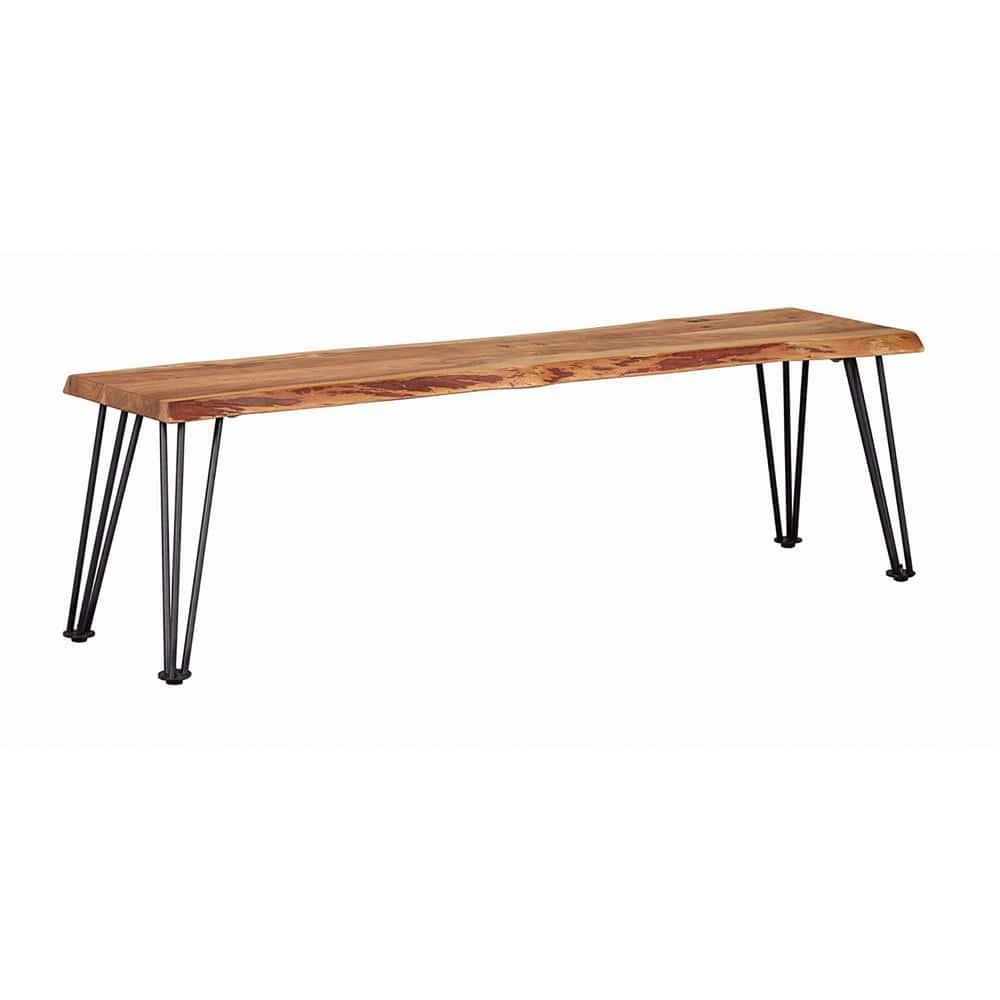 Coaster Sherman Wood Live-edge Bench Natural Acacia and Matte Black