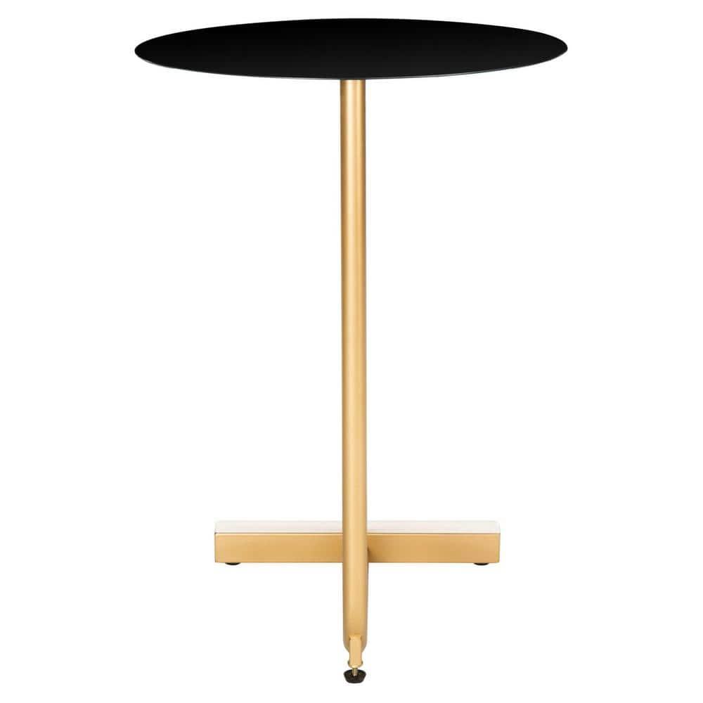Haylee Round Side Table - Black/Gold - Safavieh.