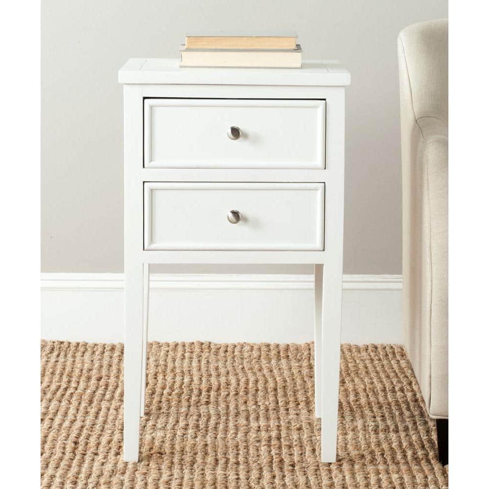 Toby Accent Table with Storage Drawers - White - Safavieh.
