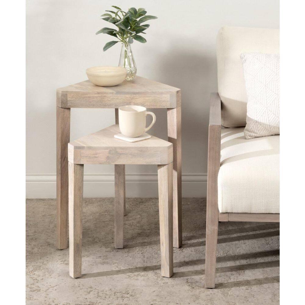 Kate and Laurel Talcott Triangle Wood Nesting Table, 2 Piece, White