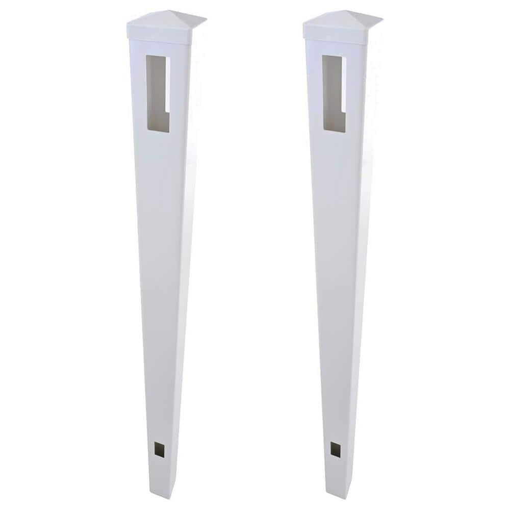Vinyl Garden Line Fence Post, for 6ft (72" W x 72" H) Height,Caps Included Vinyl White (5" W x 95" H), Set of 2