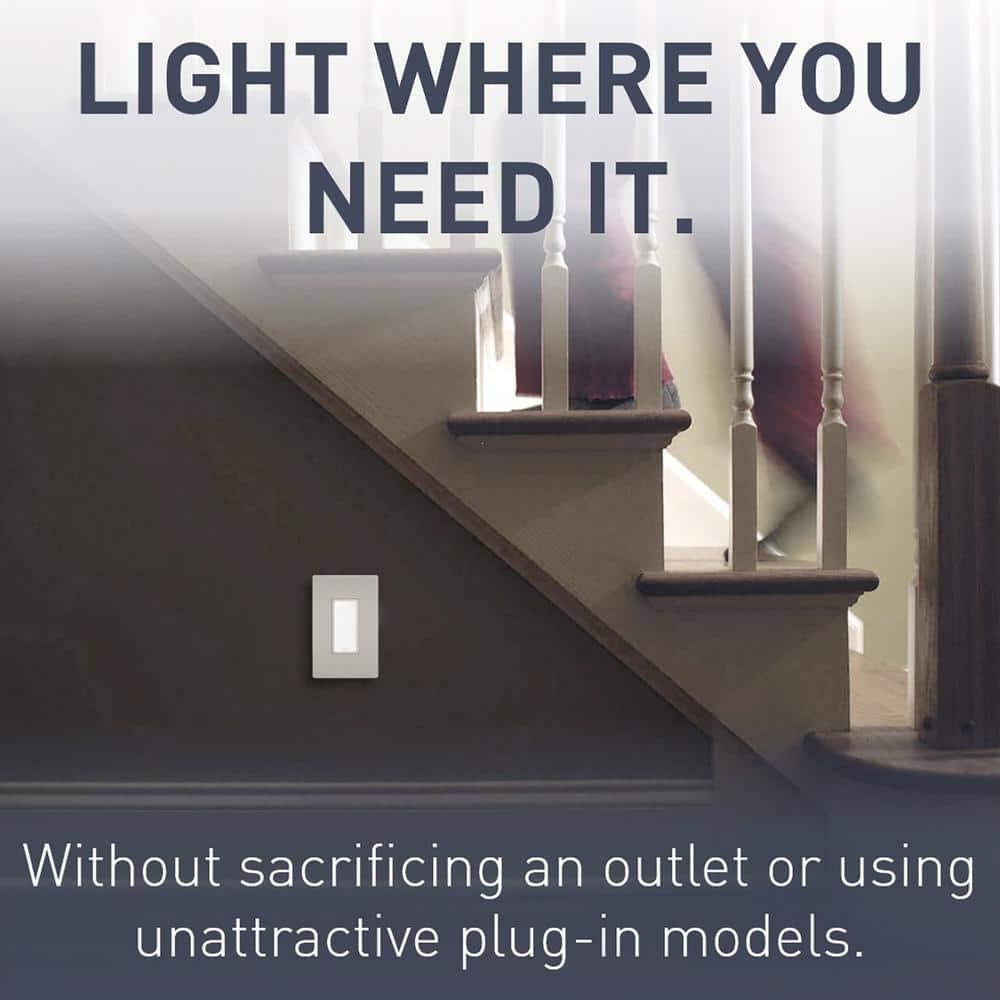 Legrand Radiant NTLFULLWPW Full Adjustable LED Night Light Outlet and Screwless Wall Plate, for Hallways and Stairs, Optional Louver, White (1 Count)