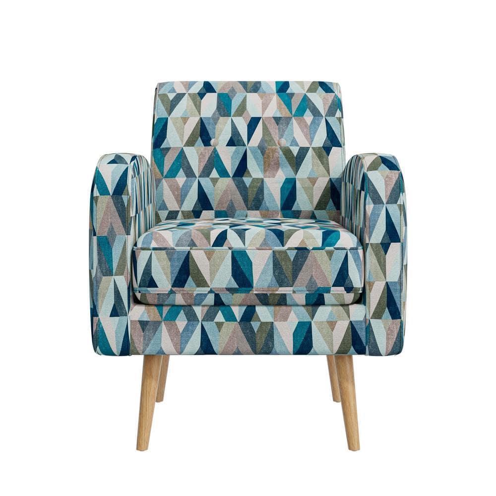 Homesvale Mindy Mid-Century Modern Living Room Armchair, Multi Blue Prism Polyester