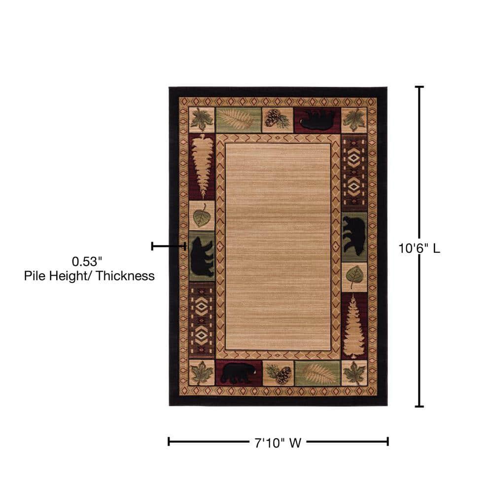 Designer Home Woodlands Area Rug 2055 40426 Homestead Beige Trees Leaves 7' 10" x 10' 6" Rectangle