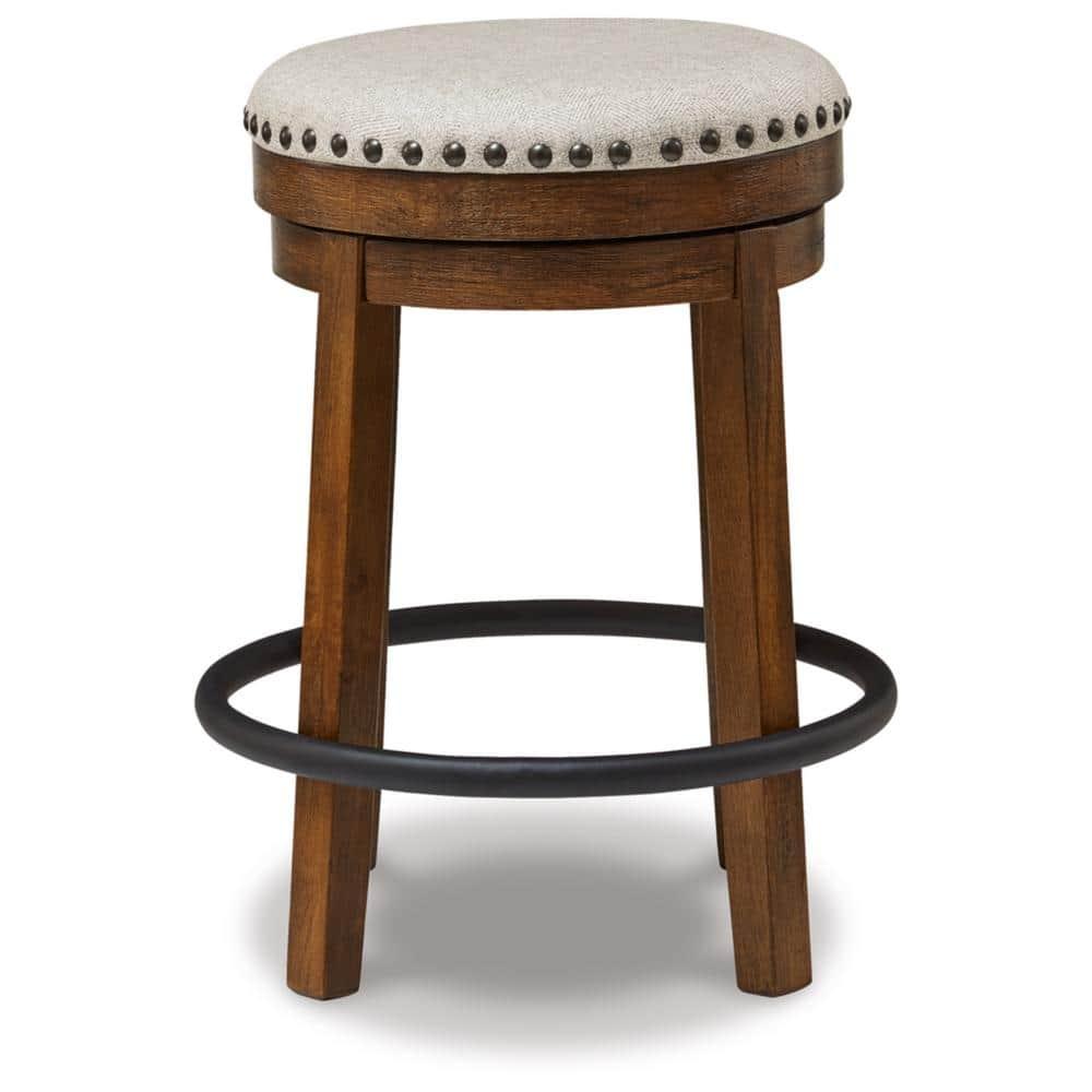 Gracie Oaks Marlar Swivel Upholstered Counter Stool with Solid Wood Frame