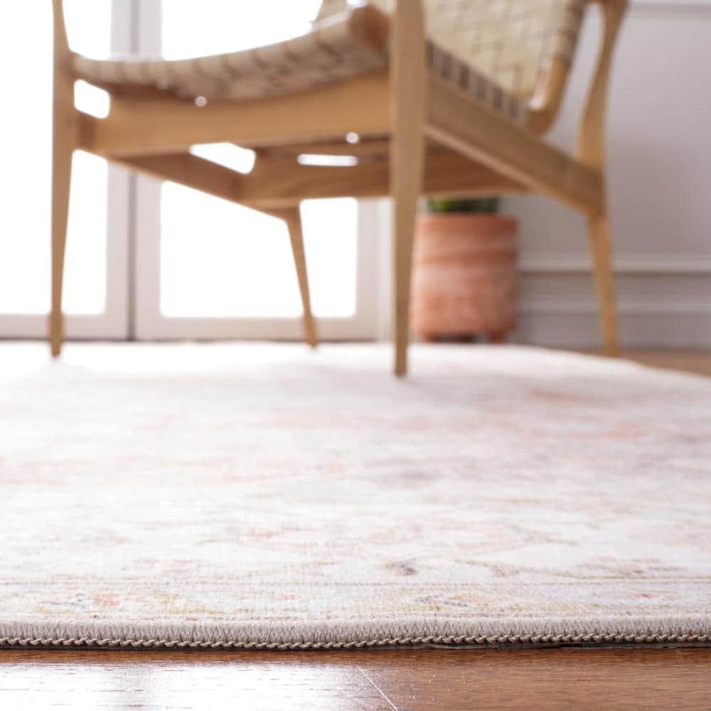 Tucson TSN105 Power Loomed Machine Washable Area Rug - Light Grey/Rust - 4'x4' - Safavieh.