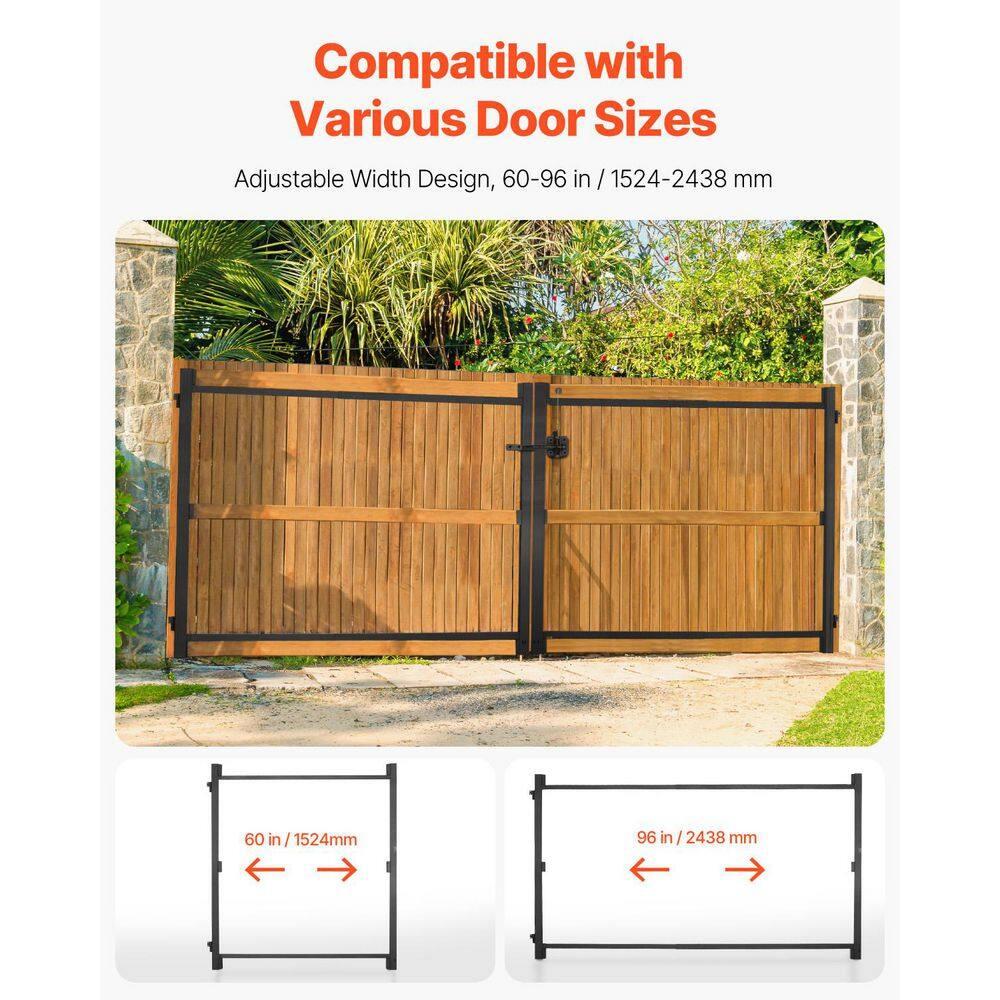 VEVOR Gate Building Kit, Fits 60 to 96 in Wide Openings, Up from 6 to 7 ft High Fence, Adjustable Gate Building Kit, Anti Sag Full Gate Frame Kit with Latch Lock, Screw, for Wooden Fence, Iron, Black