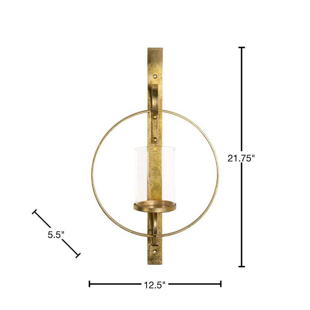 Kate and Laurel Doria Round Metal Wall Sconce, 12x22, Gold