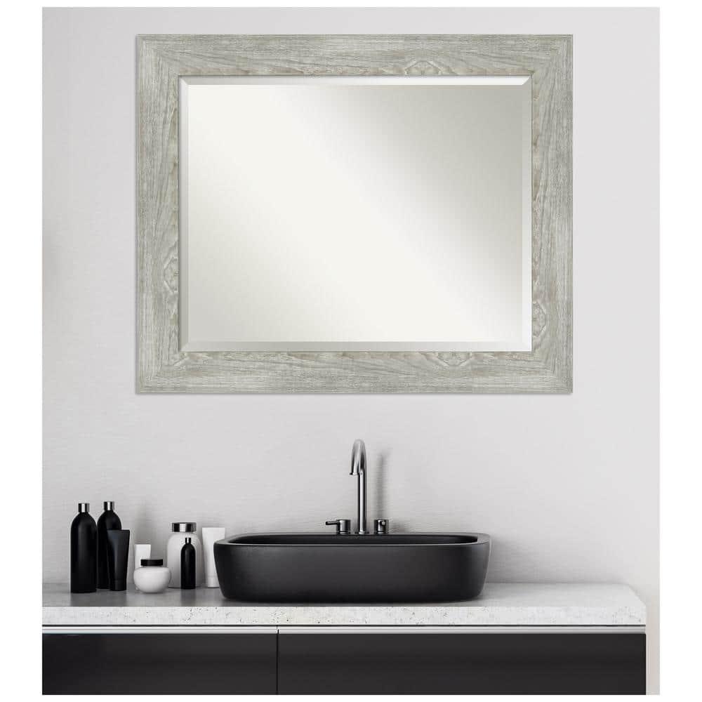 34" x 28" Dove Graywash Framed Bathroom Vanity Wall Mirror - Amanti Art: Modern, Wall Mount, Wood Frame
